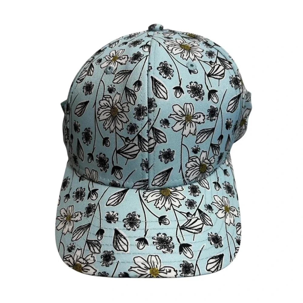 Floral Print Baseball Cap Womens OS Blue Garden Spring Summer Colorful